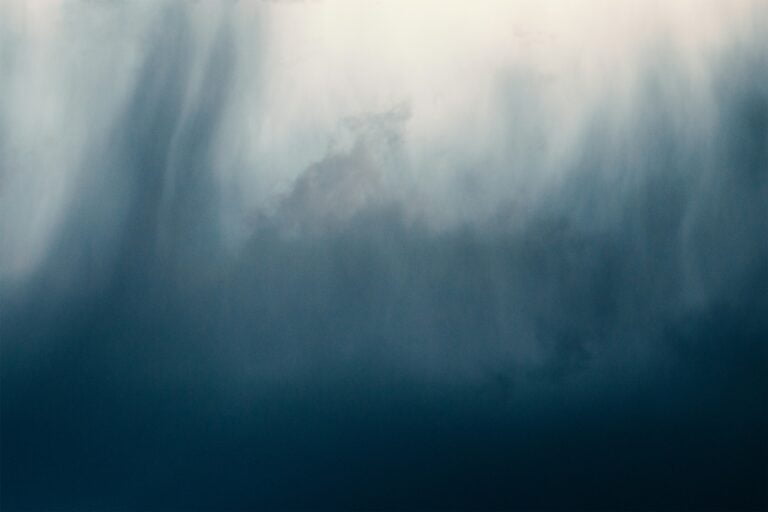 a bird flying through a cloudy blue sky